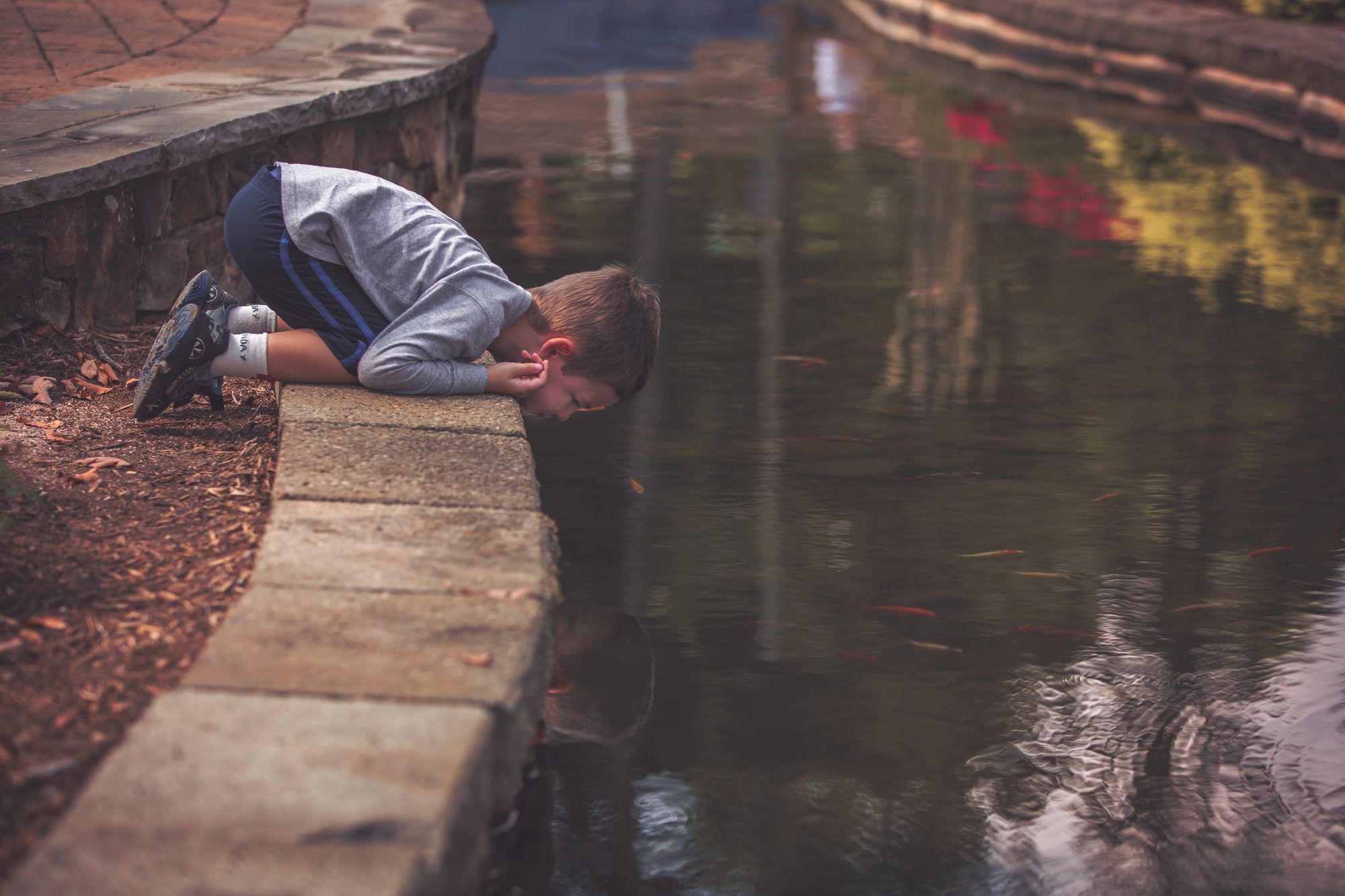 Documentary moment by the pond